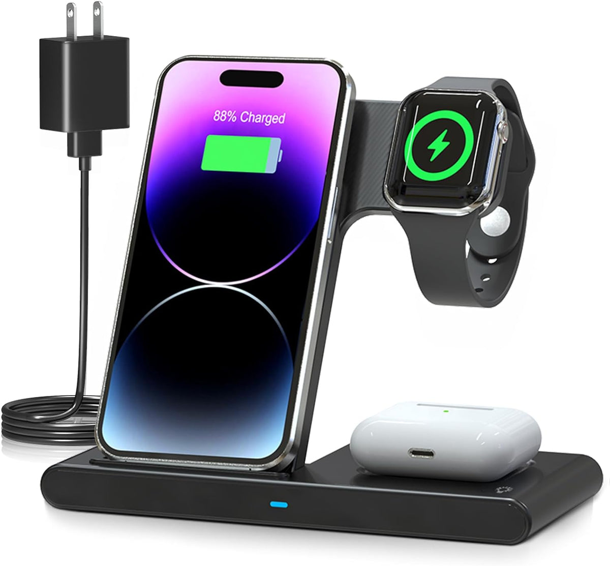 Cleo | 3-in-1 Wireless Charger Stand | iPhone, Apple Watch & AirPods | Fast 18W