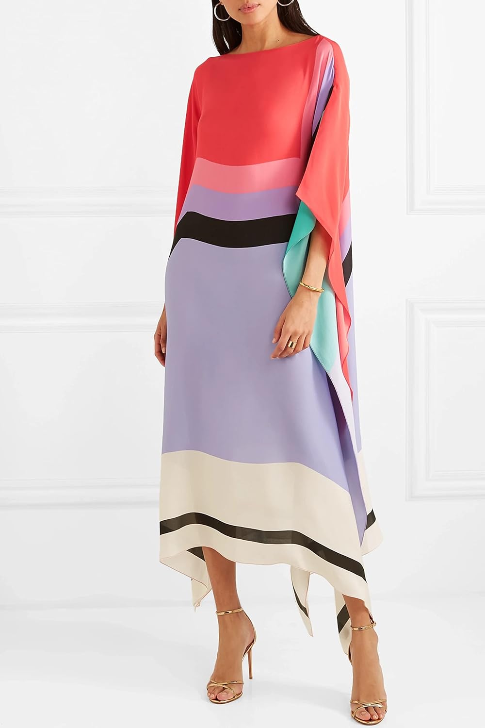 Linnea | Women Geometric Print Kaftan Batwing Sleeve Maxi Dress