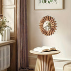 Edith | Bohemian Wall Mirror | Sunflower Wood Decor, Round Boho Mirror