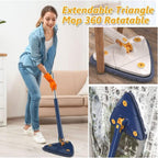 Cassia | Spin Mop | 360° Triangular Head, Push-Pull Wringing | Microfiber