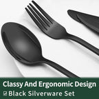 Ondina | Cutlery Set | 24-Piece Black Stainless Steel, Service for 4