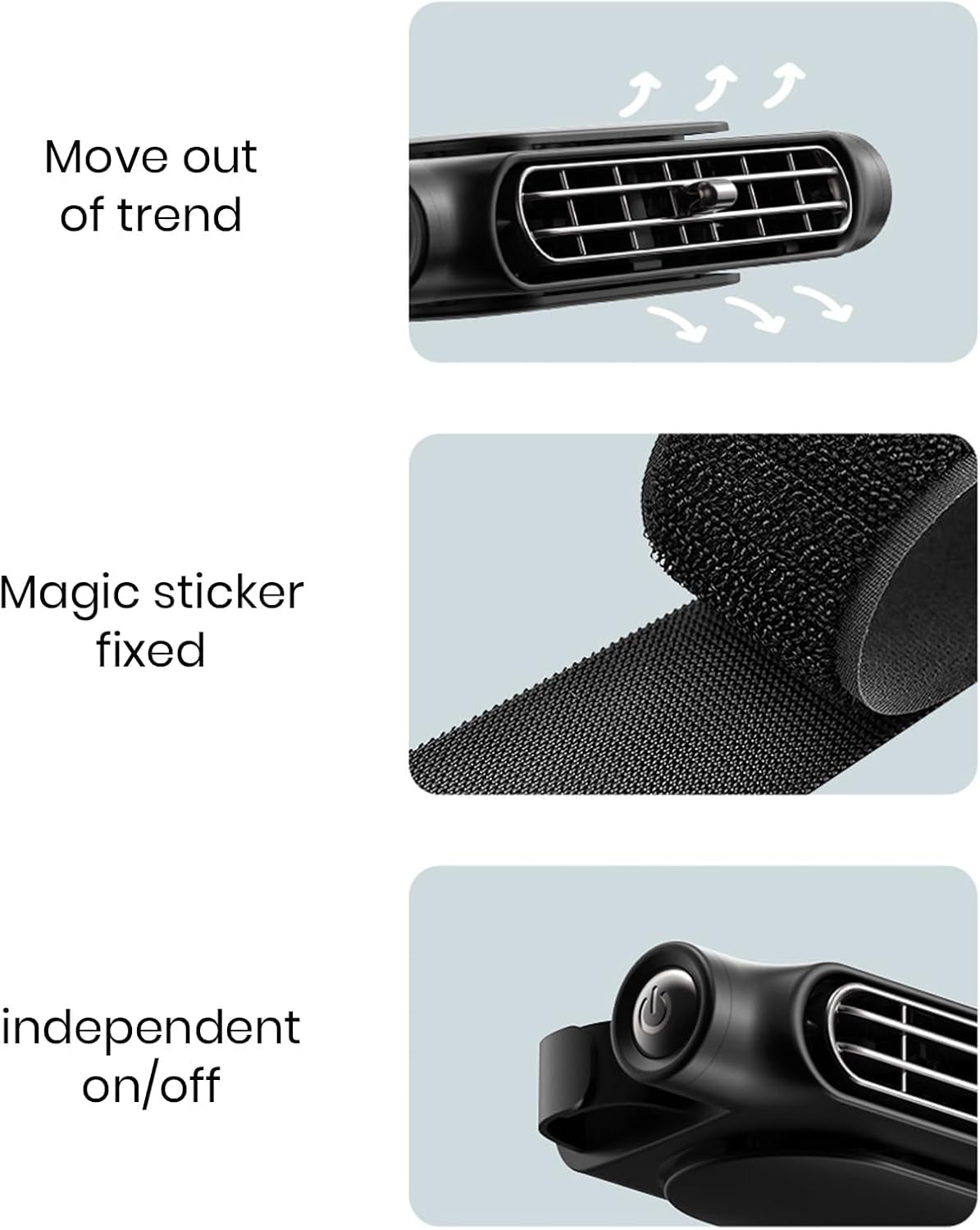 Xanthe | Car Cooling Fan | USB, Headrest Mount, 3 Speeds | Bladeless, Twin Pack