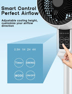 Xanthe | Pedestal Fan | 3D Oscillation, Adjustable Height, Ultra-Quiet | White