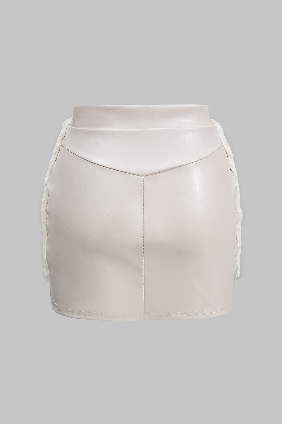 Xanthe | Faux Leather Co-ord Set | Women's Top & Mini Skirt | Faux Fur Trim