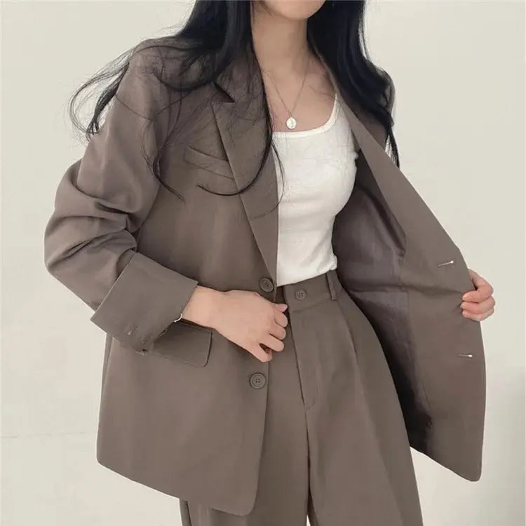 Ondine | Women's Blazer & Straight-Leg Trouser Set | Solid Color