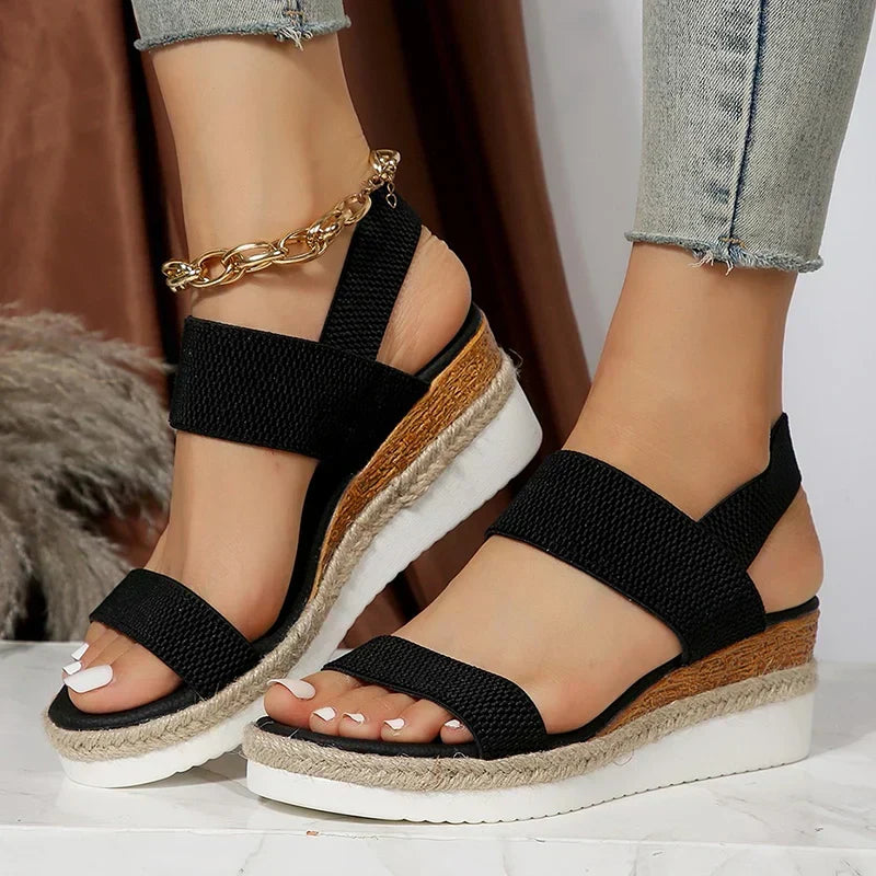 Women Platform Sandals Elastic Straps