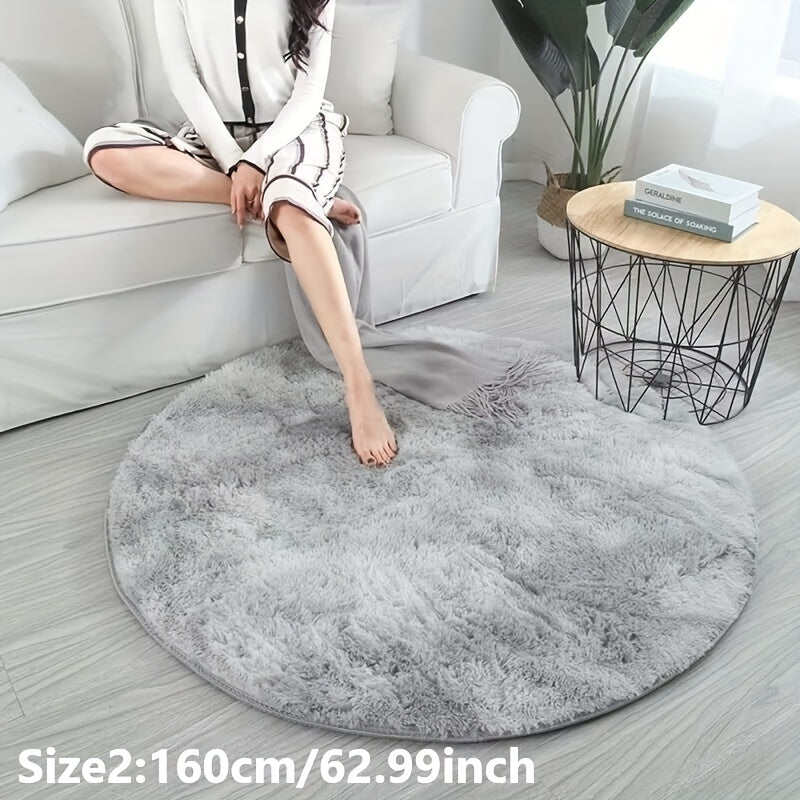Delphine | Round Plush Rug | Tie-Dye, Soft & Non-Slip | Living Room, Bedroom