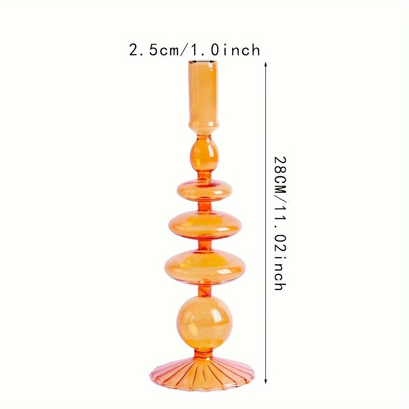 Indra | Glass Candlestick Set | Minimalist Table Decor | Lacquered, Romantic