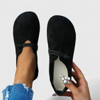 Women slip on loafers round toe flat sole in beige and black