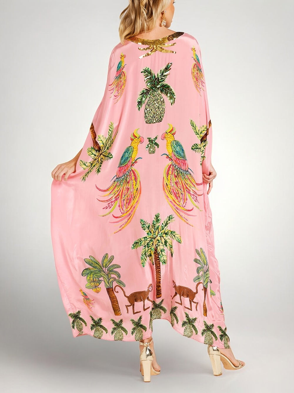 Anouk | Tropical Print Dress | Drop Shoulder, Coconut Tree | Loose Fit