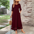 Women Midi Dress Tummy Smoothing Empire Waist