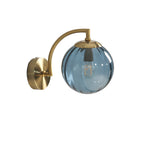 Luna | Wall Lamp | Curved Arm, Spherical Ribbed Glass Shade, 1-Light