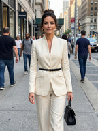 Women 2 Piece Suit Stand Collar Flared Trousers