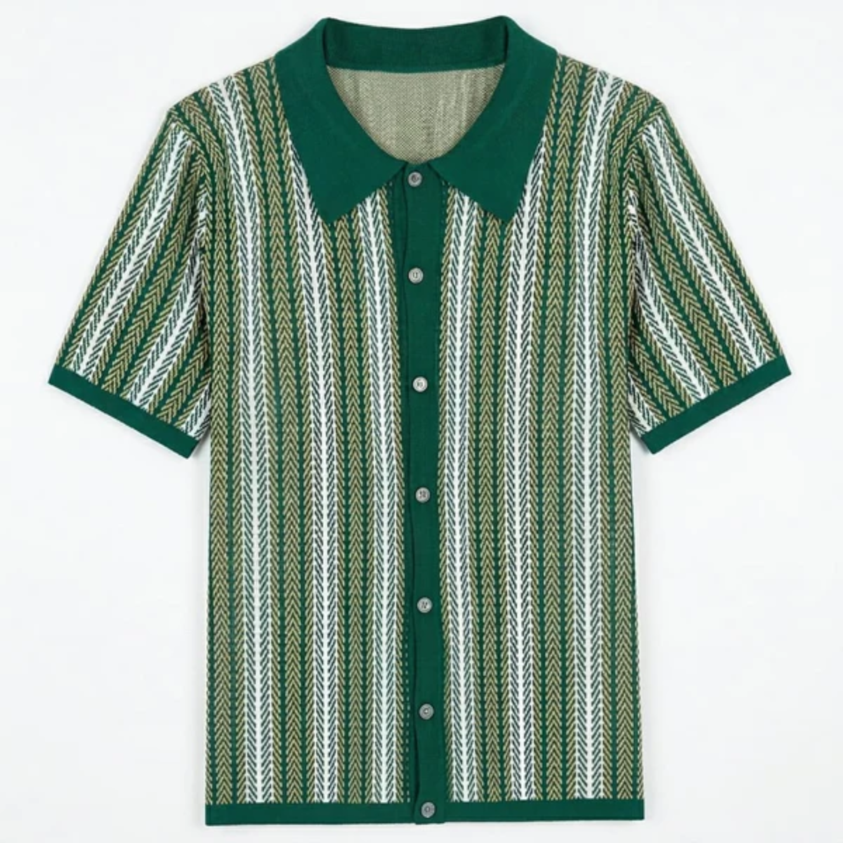 Resort Wear Men Knit Polo Shirt Vertical Stripe | Embla