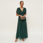 Long Summer Dress Women Maxi Lightweight Flowy Silhouette V Neck