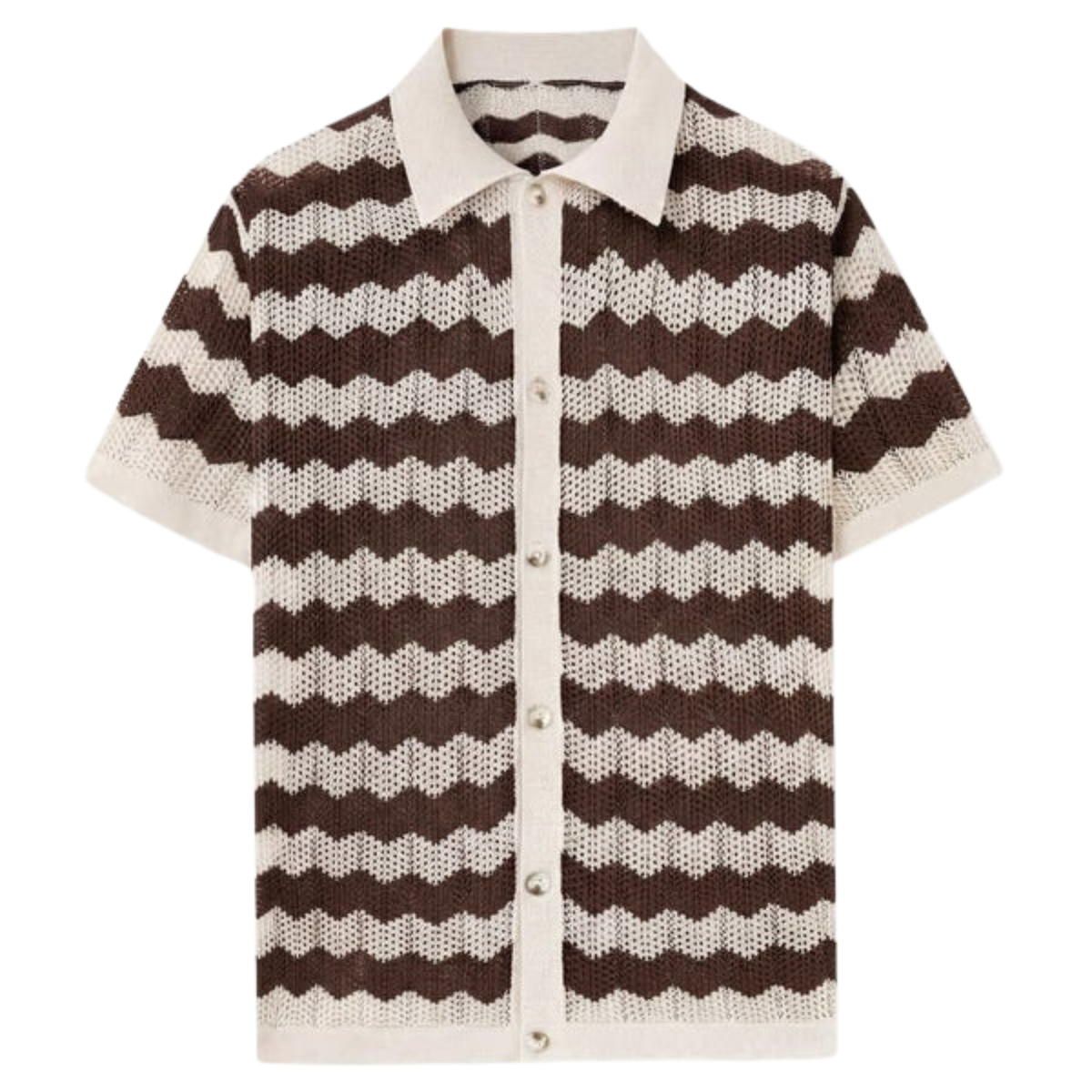 Resort Wear Men Knit Polo Shirt Vertical Stripes Camp Collar | Aria