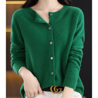 Nova | Women's Merino Wool Sweater | Round Neck, Button Placket | Slim Fit