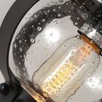 Tamsin | Outdoor Wall Lantern | Black, Seeded Glass Globe, LED, 1-Light