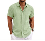 Xanthe | Men's Linen Shirt | Short Sleeve, Double Button | Lightweight Summer