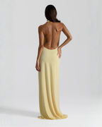 Anouk | Halter Neck Maxi Dress | Backless, High Slit | Evening & Wedding