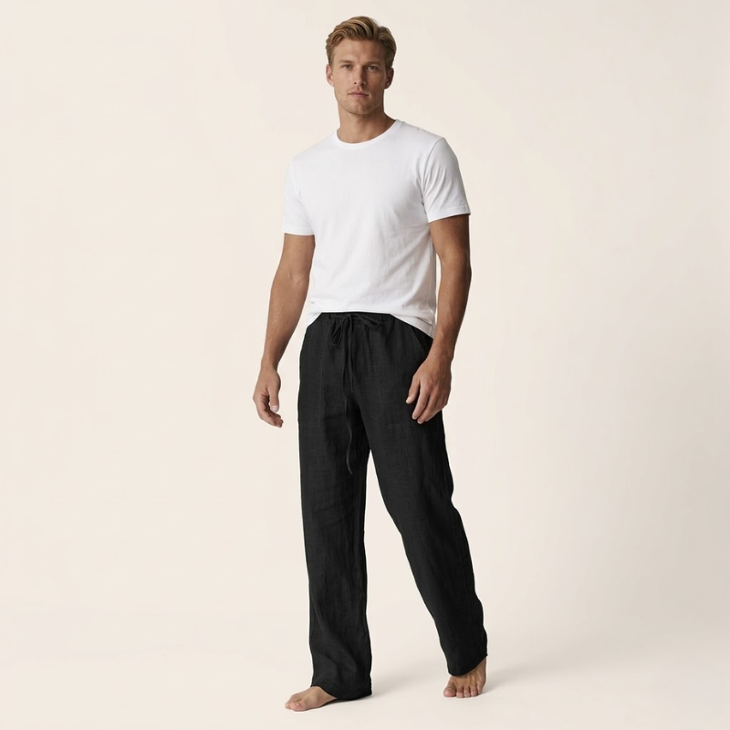 Sage | Men's Linen Trousers | Straight Cut, Lightweight | Summer Casual