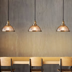 Indra | Pendant Lamp | Retro Striped Glass Shade, 1-Light | Chrome & Bronze