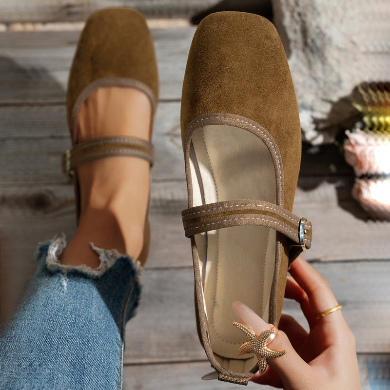 Women Orthopedic Flats Mary Jane Square Toe Adjustable Strap