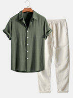 Ivy | Men's Summer Outfit Set | Linen Shirt & Trousers | Lightweight, Relaxed Fit