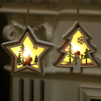 Soraya | Wooden Christmas Ornaments | Set of 2, Button Battery, Modern