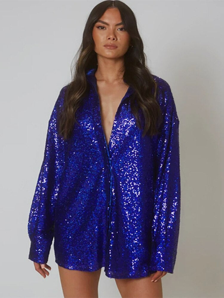 Women Sequin Oversized Blouse Glitter | Halle