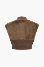 Xanthe | Faux Leather Co-ord Set | Women's Top & Mini Skirt | Faux Fur Trim