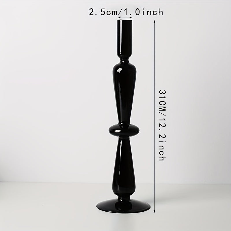 Indra | Glass Candlestick Set | Minimalist Table Decor | Lacquered, Romantic