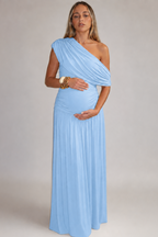 Maternity Maxi Dress Asymmetric Neckline Baby Shower | Kira