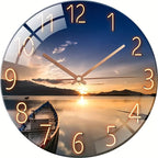 Nora | Wall Clock | 12-Inch Round, Silent, Glass Frame | Modern Design