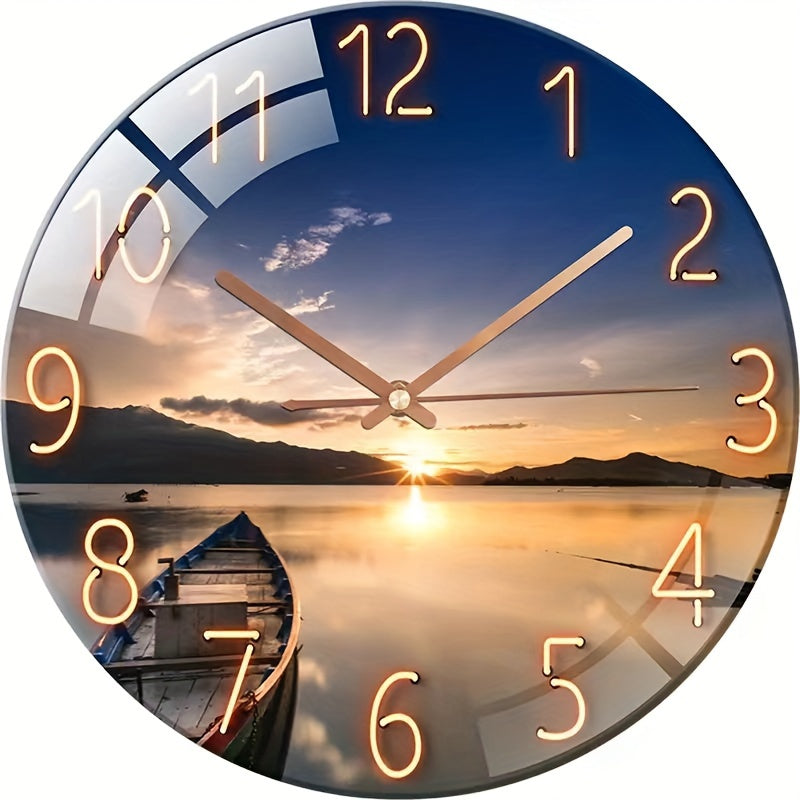 Nora | Wall Clock | 12-Inch Round, Silent, Glass Frame | Modern Design
