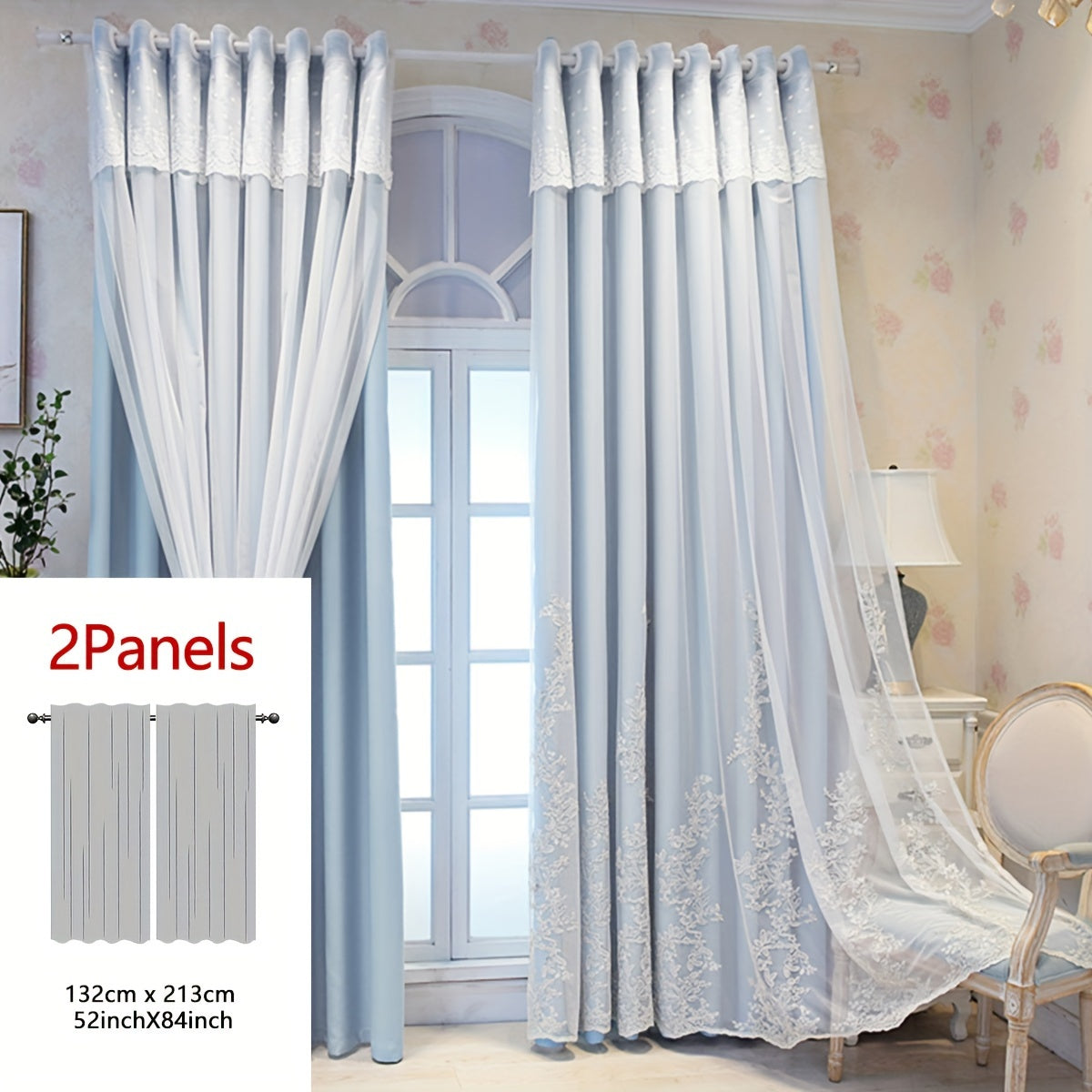 Saoirse | Embroidered Curtain Panels | Elf & Fairy Design, Light-Filtering | Set of 2 with Rings