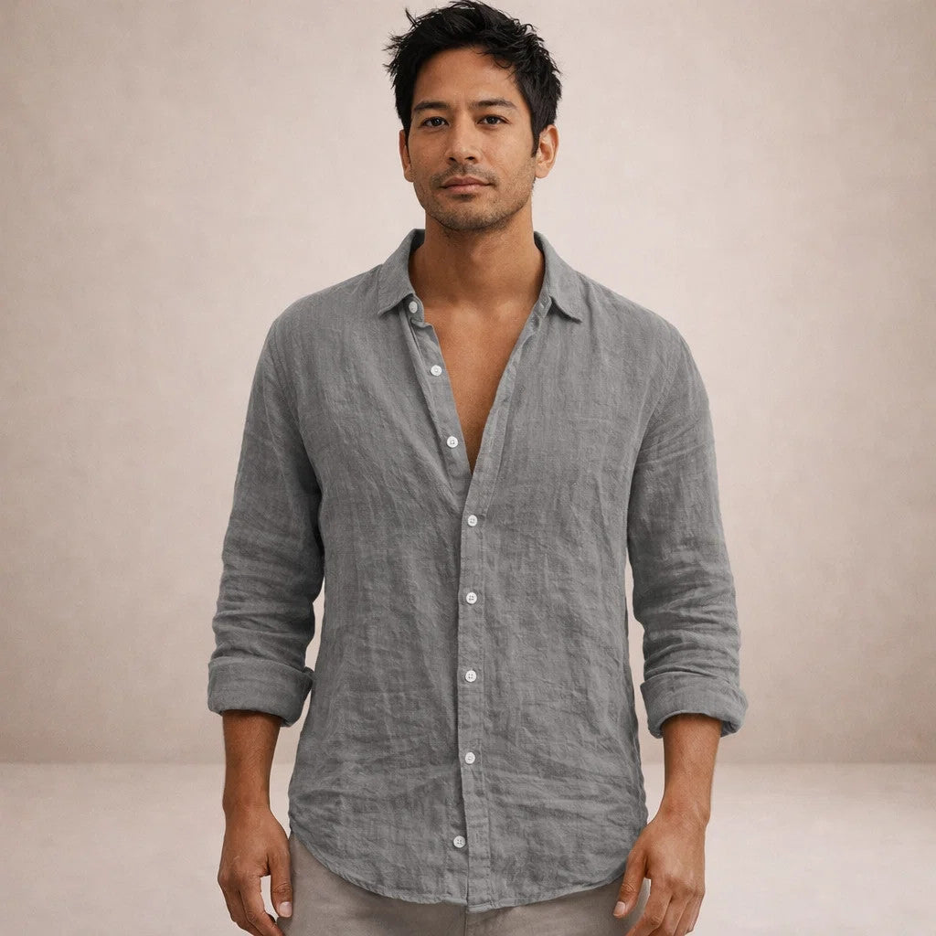 Maren | Men's Linen Shirt | Casual, Breathable | Long Sleeve, Open Collar
