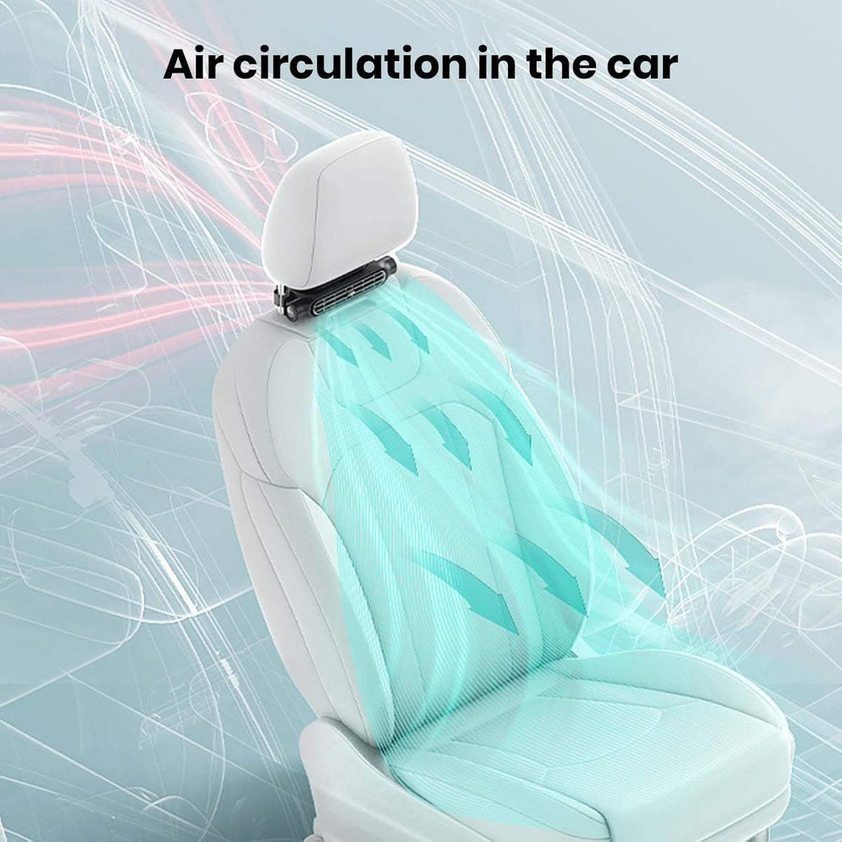 Xanthe | Car Cooling Fan | USB, Headrest Mount, 3 Speeds | Bladeless, Twin Pack