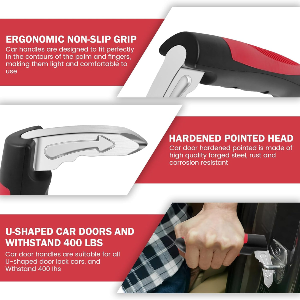 Nina | Car Assist Handle | 3-in-1 Emergency Tool, 2-Pack | 181kg Support