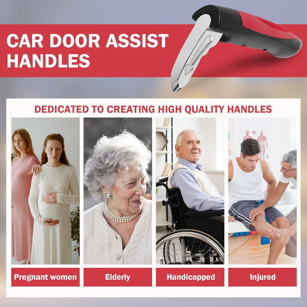 Nina | Car Assist Handle | 3-in-1 Emergency Tool, 2-Pack | 181kg Support