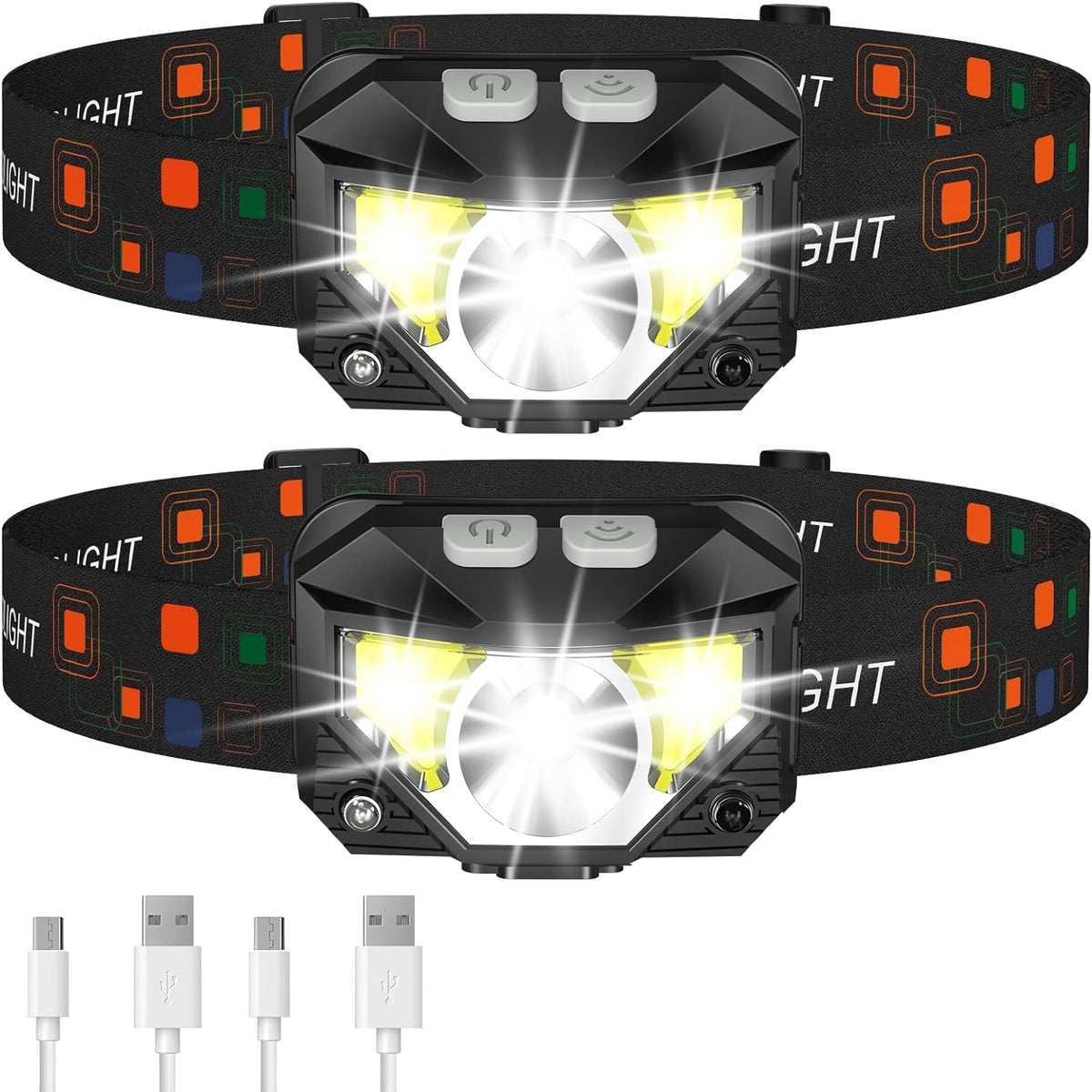 Tamsin | LED Headlamp 2-Pack | Rechargeable, Motion Sensor | 1200 Lumen, IPX4