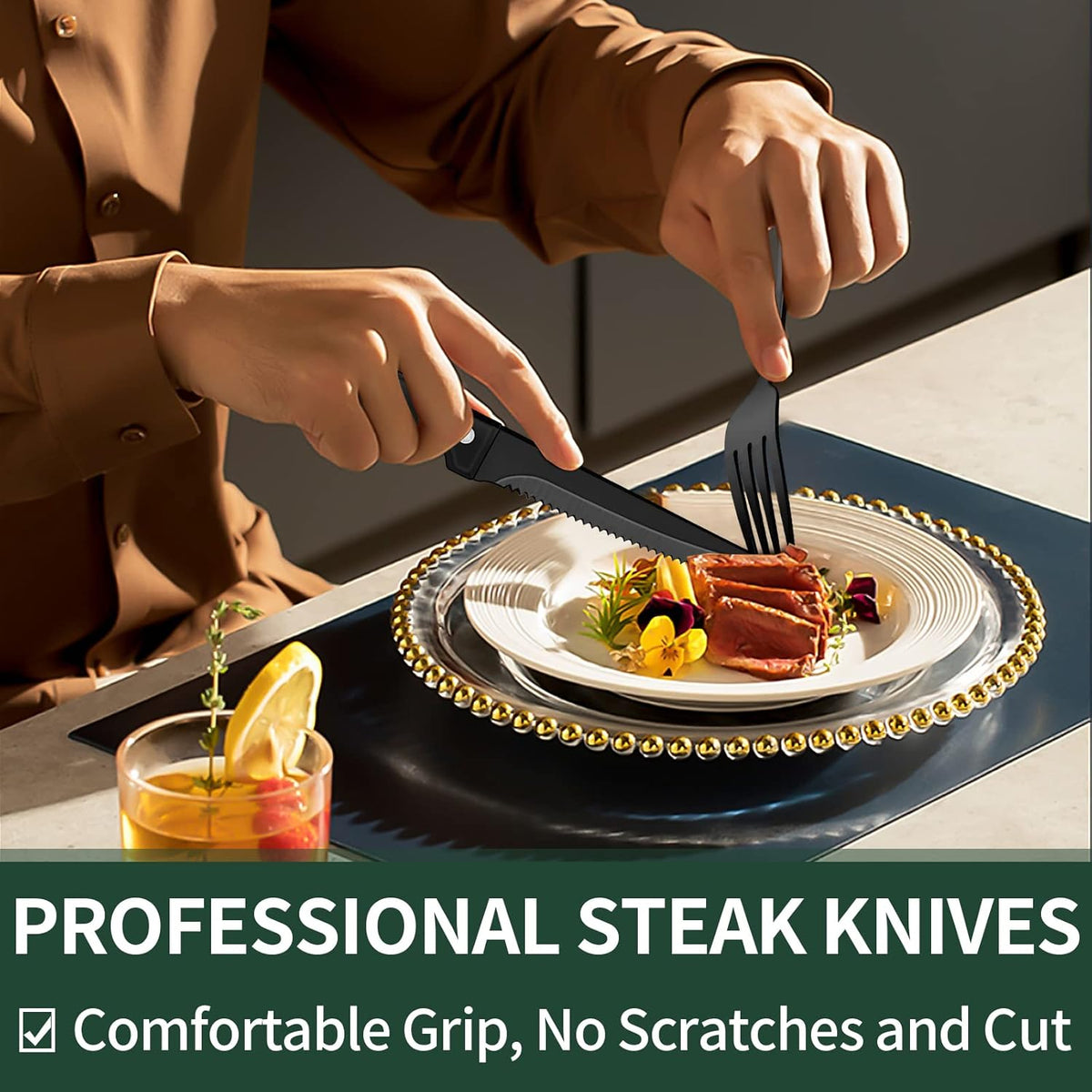 Ondina | Cutlery Set | 24-Piece Black Stainless Steel, Service for 4