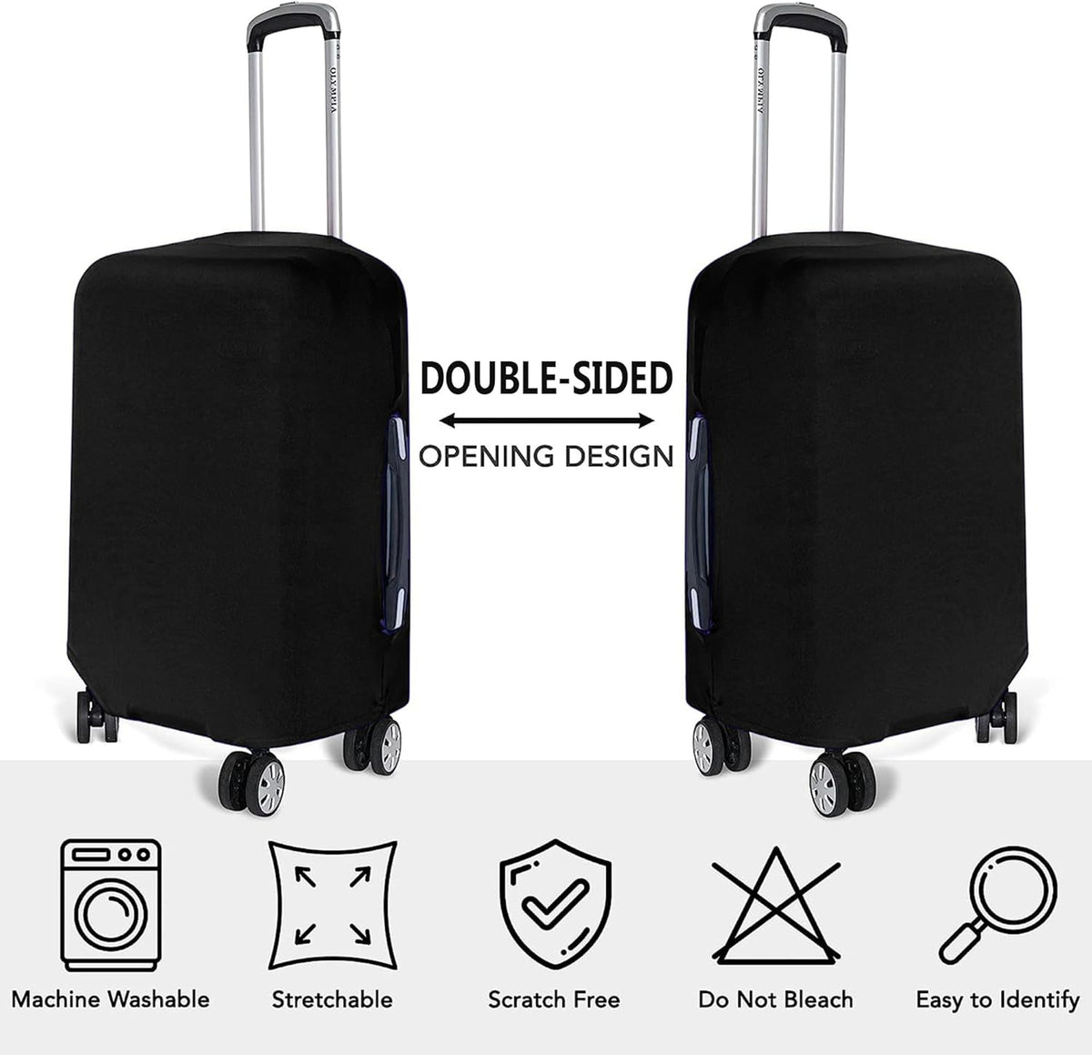 Reva | Luggage Cover Set | 3-Piece, Stretchable, Anti-Tear, Black | S M L
