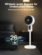 Xanthe | Pedestal Fan | 3D Oscillation, Adjustable Height, Ultra-Quiet | White