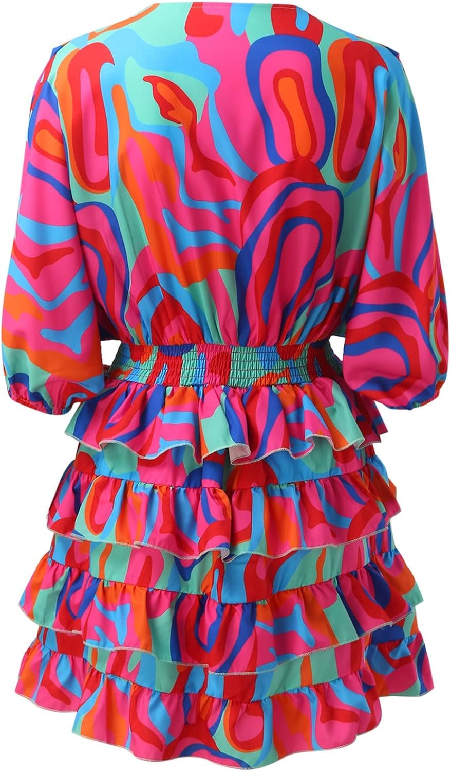 Alba | Women's Midi Dress | V-Neck, Ruffle, High Waist | Flowy A-Line