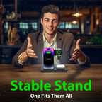 Cleo | 3-in-1 Wireless Charger Stand | iPhone, Apple Watch & AirPods | Fast 18W