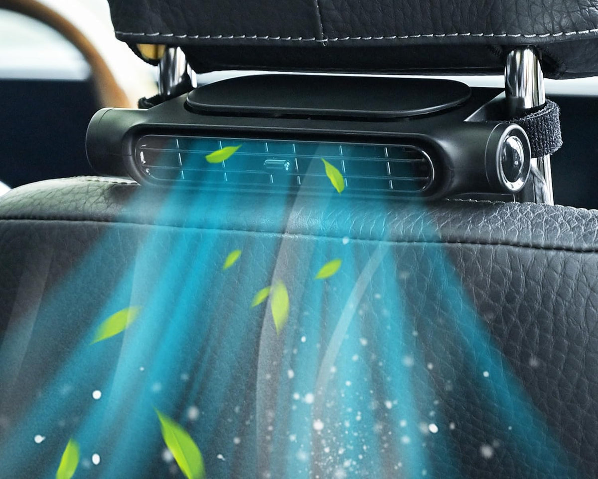 Xanthe | Car Cooling Fan | USB, Headrest Mount, 3 Speeds | Bladeless, Twin Pack