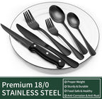 Ondina | Cutlery Set | 24-Piece Black Stainless Steel, Service for 4