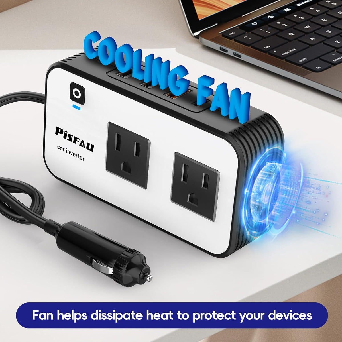 Sorrel | Car Power Inverter 200W | DC 12V to 220V AC | USB-C & Fast Charge