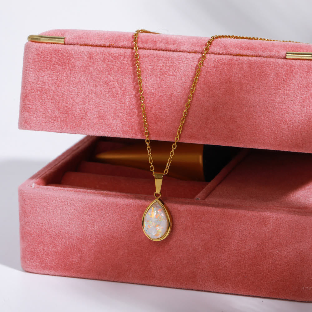 Amara | Opal Drop Pendant Necklace | 18K Gold, Natural Opal | Minimalist